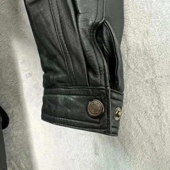 Vintage Stylish Retro Black Leather Belted Jacket Men’s Size L Made In Pakistan - Picture 4 of 16